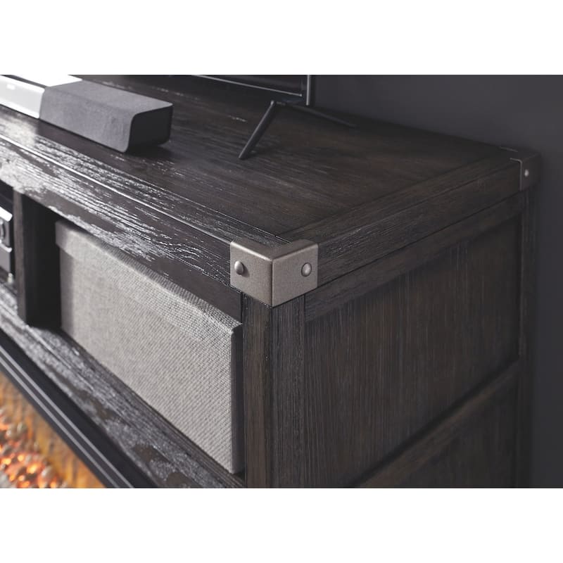 Todoe Contemporary Large TV Stand w/Fireplace Option Gray