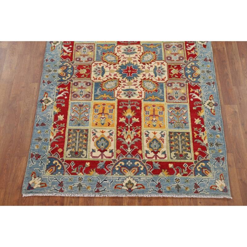 Garden Design Kazak Accent Rug Hand-Knotted Blue Wool Carpet - 4'0" x 5'10"