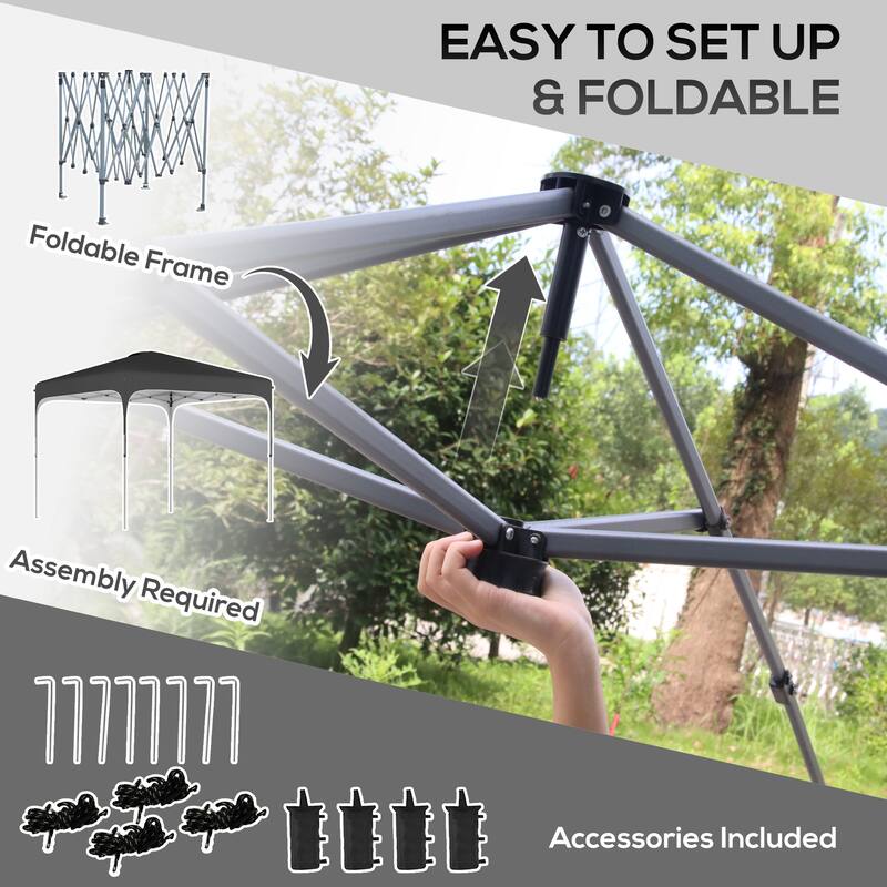 Outsunny Pop Up Gazebo, Foldable Canopy Tent with Carry Bag with Wheels and 4 Leg Weight Bags for Outdoor Garden Patio Party