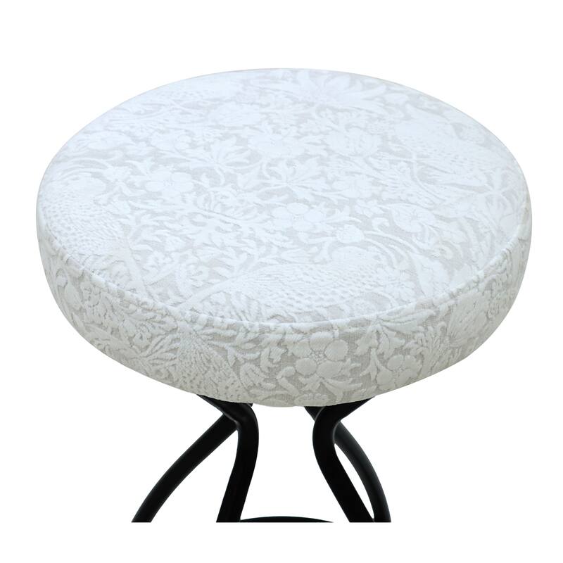 29" Upholstered Round Bar Stools w/ Footrest, Counter Height, Set of 2