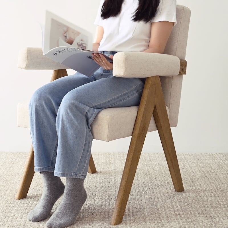 Linen Dining Chair with Arms