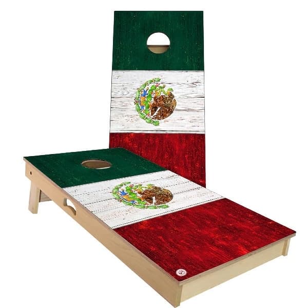 slide 2 of 9, Mexico Flag Outdoor Cornhole Board Set Backyard 2x4 - NO Accessories