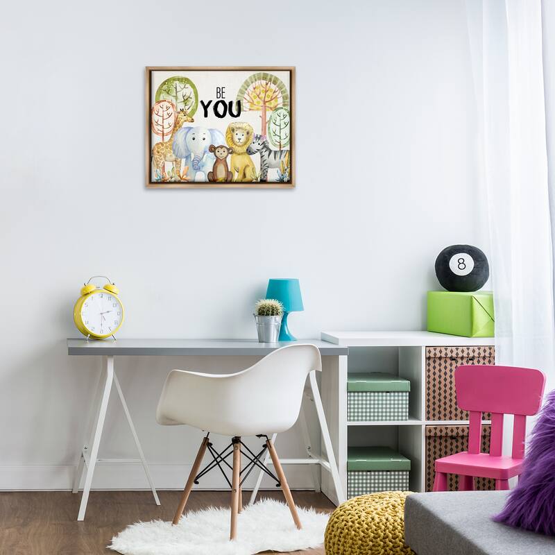 Stupell Be You Jungle Animals Framed Floater Canvas Wall Art Design By Kim Allen