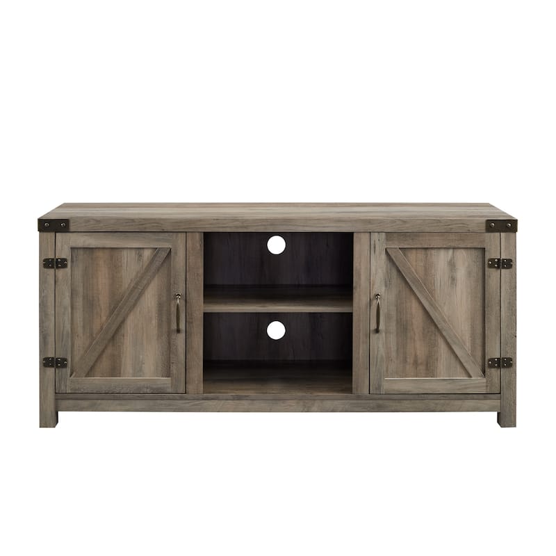 Multifunctional Farmhouse Barn Door TV Stand Spacious Storage Space