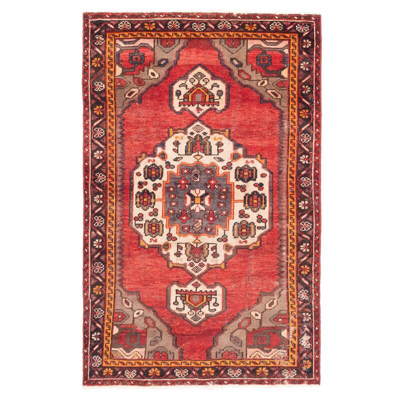 ECARPETGALLERY Hand-knotted Andelz Red Wool Rug - 4'0 x 6'5