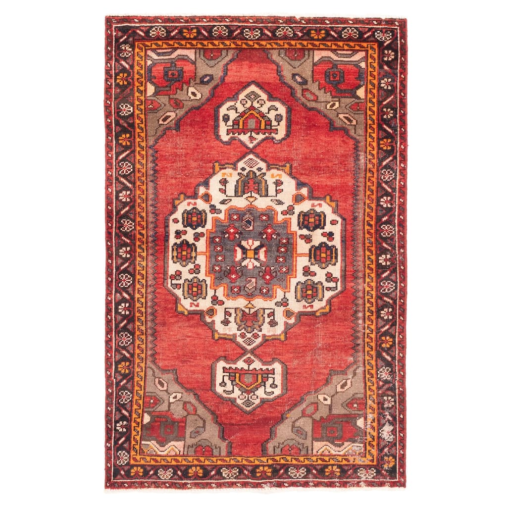 ECARPETGALLERY Hand-knotted Andelz Red Wool Rug - 4'0 x 6'5