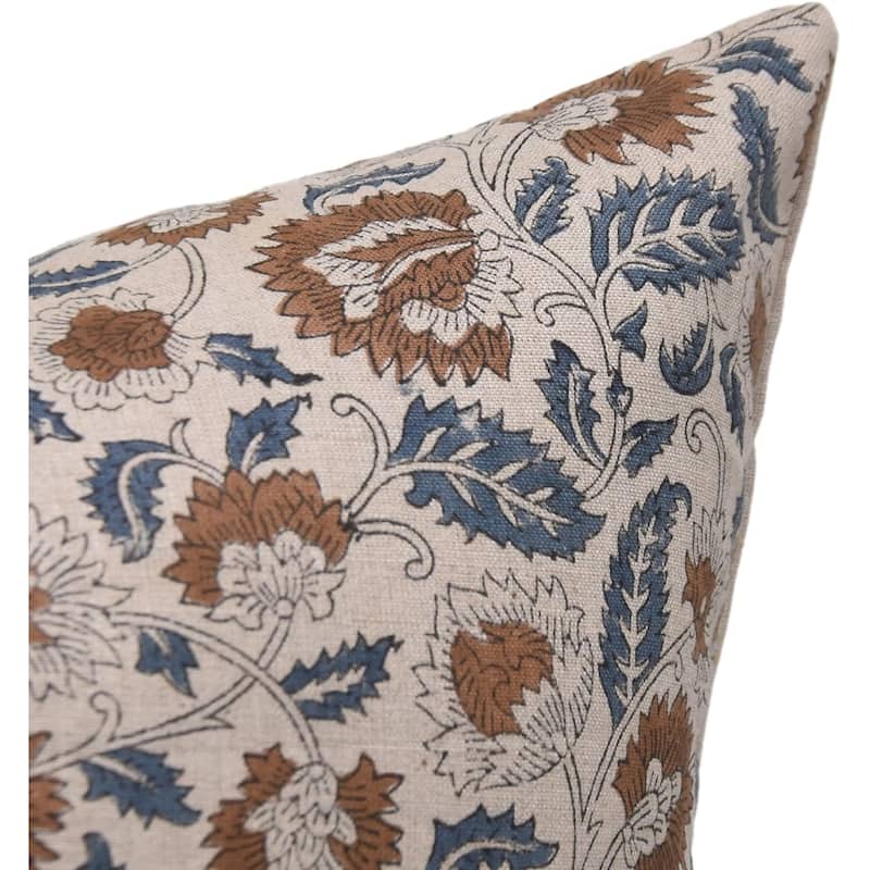 Fabdivine Linen Farmhouse Block print pillow Cover