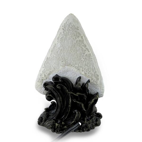 Shop Black Friday Deals On White Crackled Glass Shark Tooth Shaped Accent Light Desk Lamp Overstock 16751904