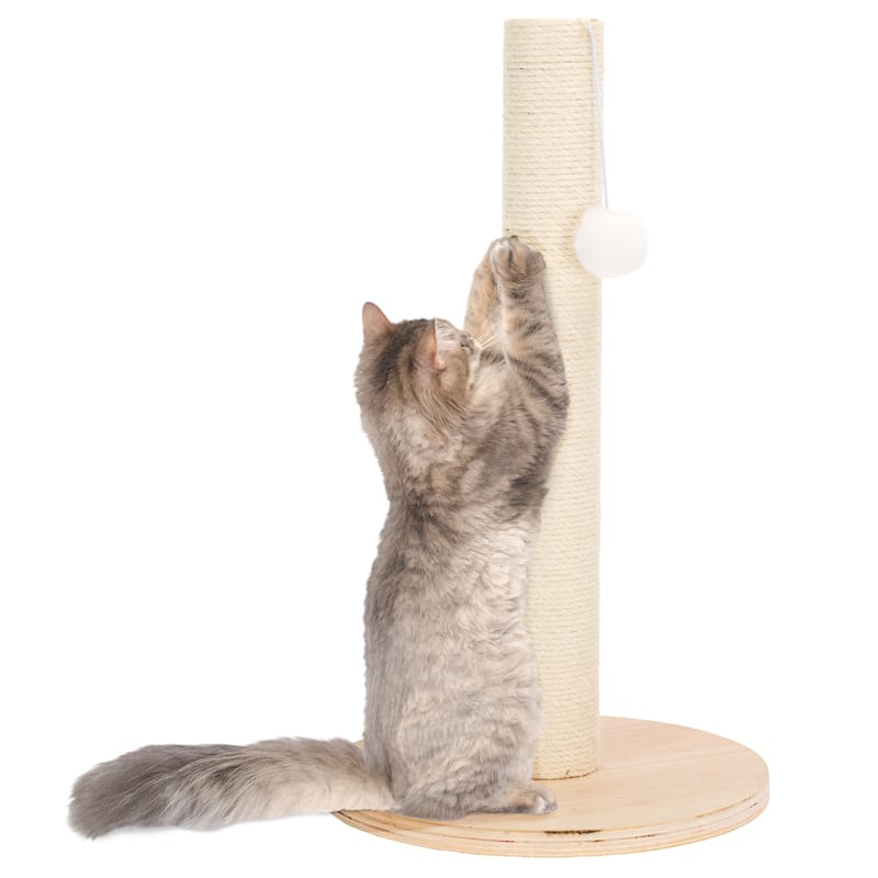 SAFAVIEH Home Ivory/Natural 12"W x 12"L x 21"H Jute Cat Scratch Post - 12"W x 12"L x 21"H