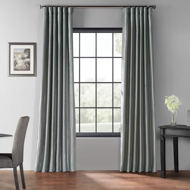 Exclusive Fabrics Textured Faux Dupioni Silk Thermal Blackout Curtains (1 Panel) - 50 X 84 - Storm Grey