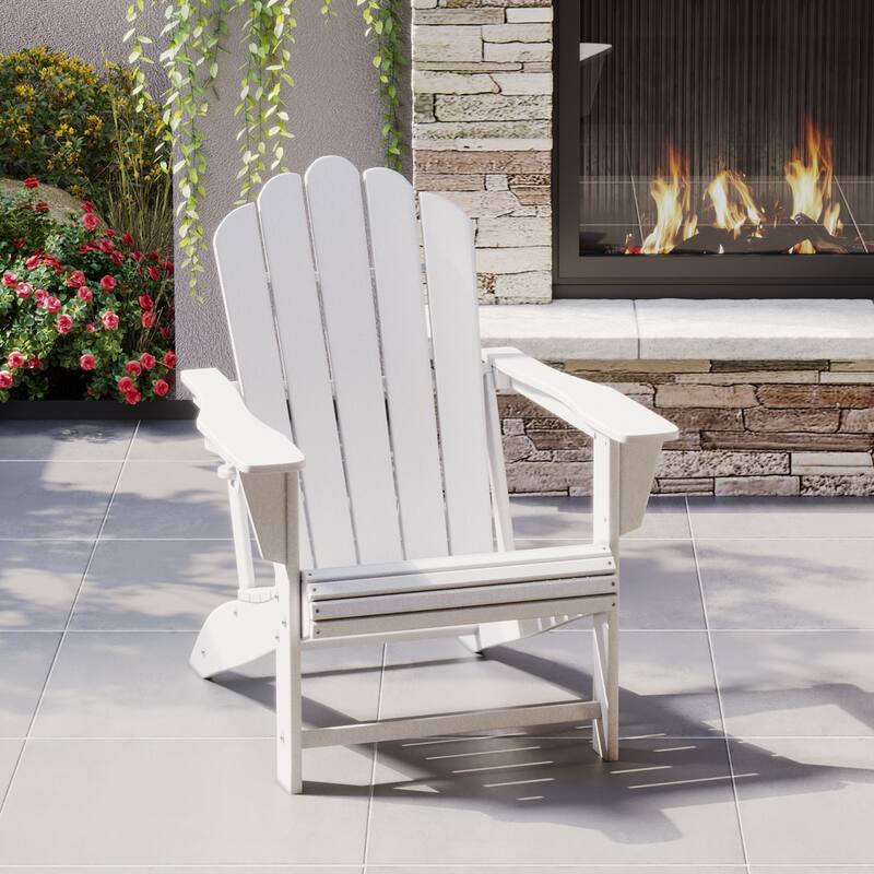Aderson Outdoor Patio Commercial-Residential Adirondack Chair with Swivel Cupholder