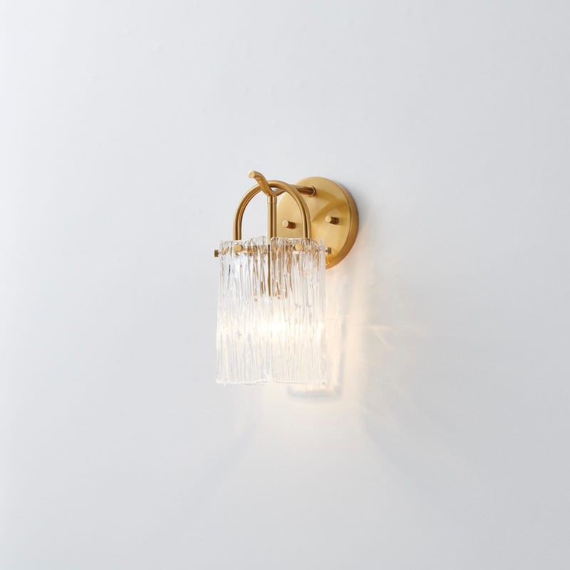 KAWOTI 1-Light Modern Glam Wall Sconce with Textured Glass Shade