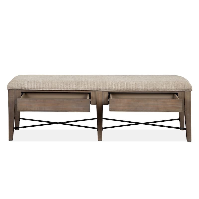 Magnussen Home Paxton Place Dovetail Grey Upholstered Bench - 58''W x 17''D x 19''H