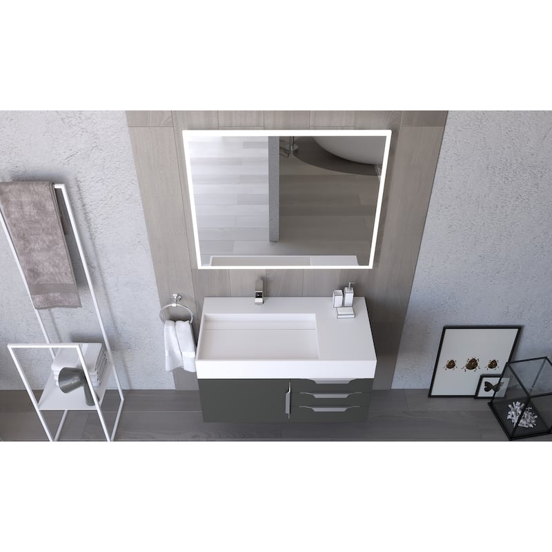 Amazon 36" Wall Mounted Bathroom Vanity Set w/ White Top