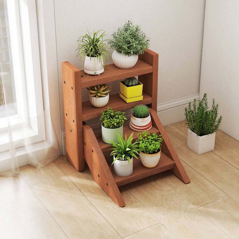 Costway 4-Tier Wood Small Flowerpot Holder Plant Stand for Multiple - See Details