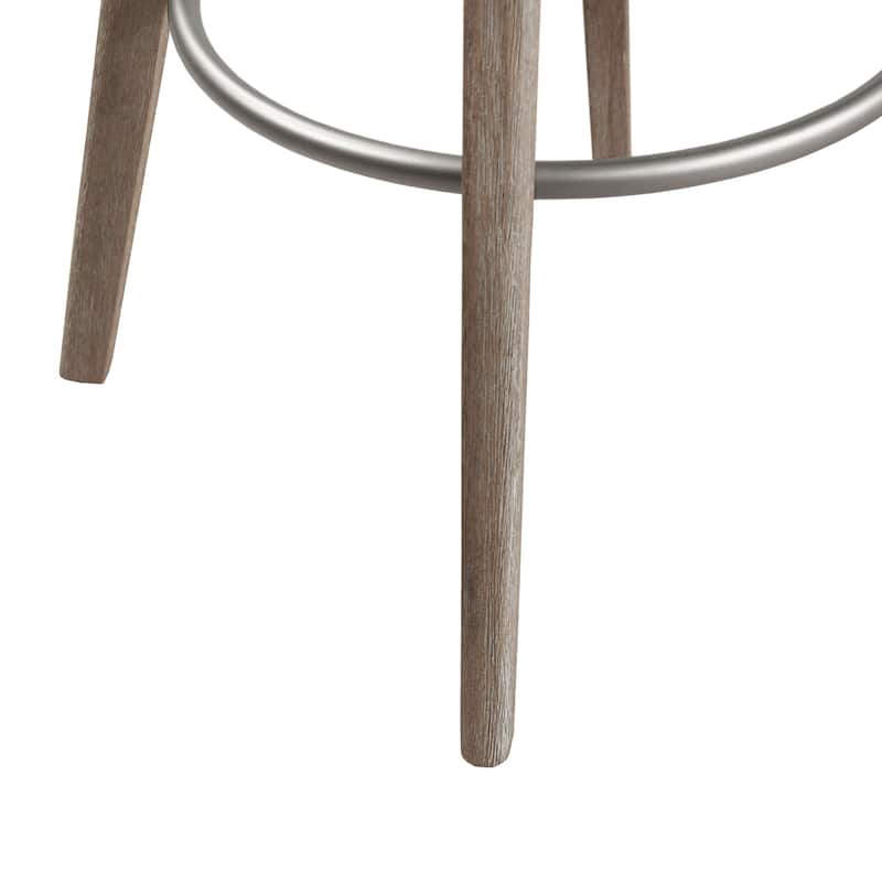 Madison Park Pearce Swivel Upholstered Counter Stool with Solid Wood Legs & Metal Footrest