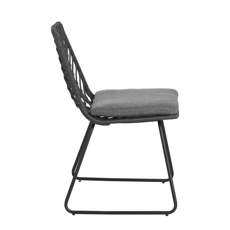 Rattan and Iron Chair Set with Cushions