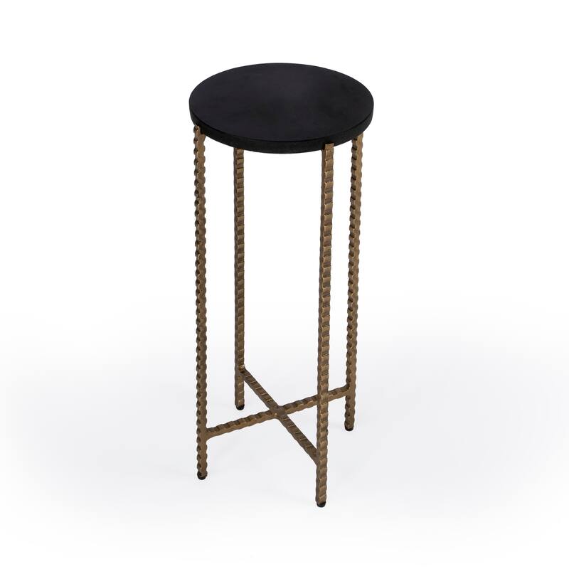 Nigella Granite Cross Legs Side Table - Black
