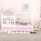 preview thumbnail 2 of 7, Treehouse Style House Roof Bunk Bed with Storage Staircase and Shelves - Solid Wood Slats Support (Twin over Full Size)