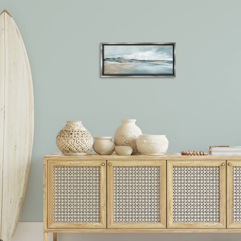 Stupell Blue Gradient Beach Scene Framed Floater Canvas Wall Art Design By Carol Robinson