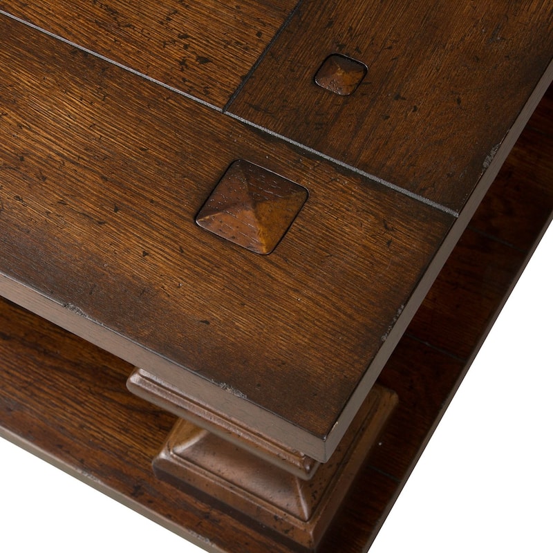 Sedona Kona Brown Cocktail Table with Heavy Oak Planked Top
