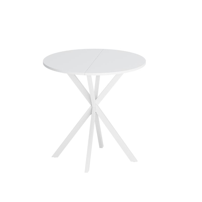 Modern Cross Leg Round Dining Table with Matte Finish Iron Legs
