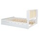 preview thumbnail 5 of 36, Queen Rattan Headboard Bed Frame with Storage Drawers and Pull-Out Trundle, Elegant Design, Durable Slat Support, White