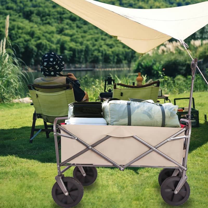 Collapsible Beach Trolley Cart Camping Folding Wagon