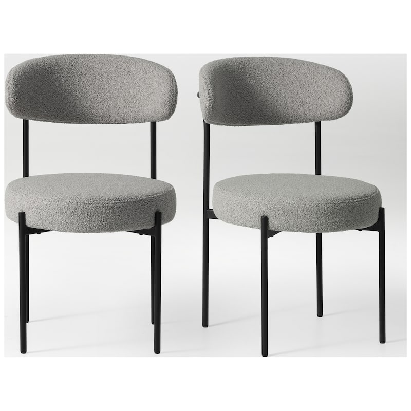 Bayville Mid-Century Curved Back Fabric Upholstered Metal Dining Chair (Set of 2)