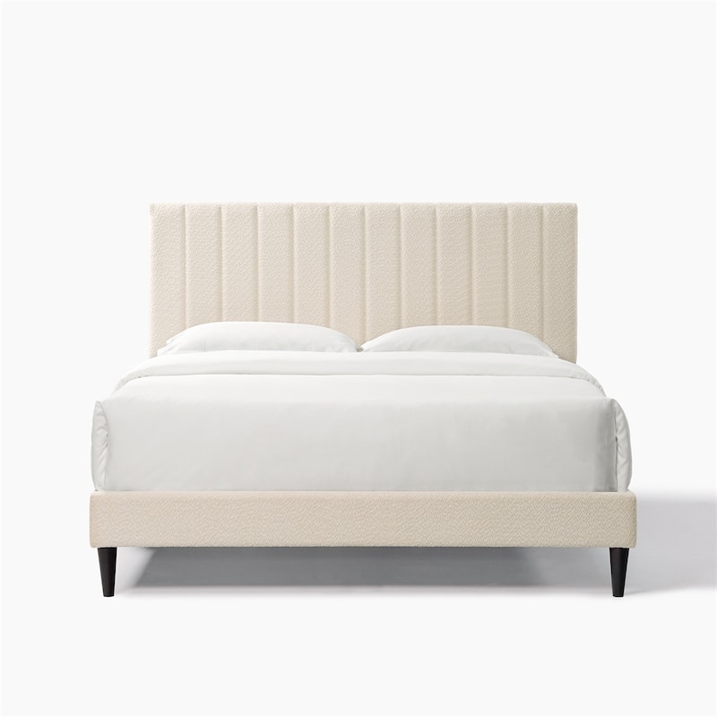 Queen Size Tufted Upholstered Platform Bed - Cream White