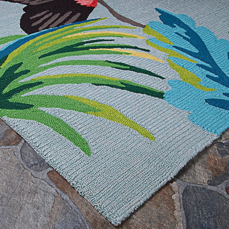 Dream Decor Rugs Miami Flamingoes Pink Blue Indoor Outdoor Area Rug