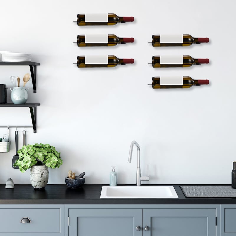 6 Pcs Iron Wall Mounted Wine Rack Creative Bottle Holder for Home Bar