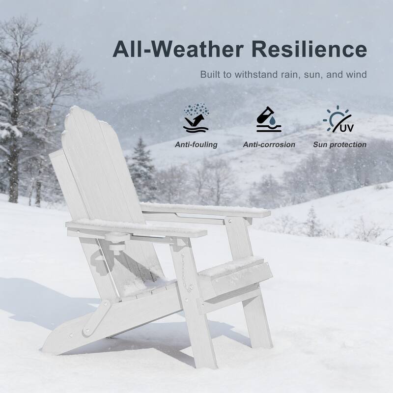 HDPE All-Weather Folding Adirondack Chair with Cup Holder