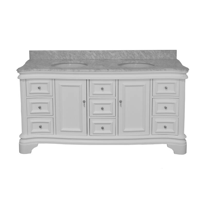 KitchenBathCollection Katherine 72" Double Bathroom Vanity with Carrara Marble Top