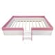 preview thumbnail 50 of 48, Upholstered Floor Bed Fence Bed Slat Platform Bed with Fence and Second Level Ladder, Anti-collision Frame for Kids Toddler