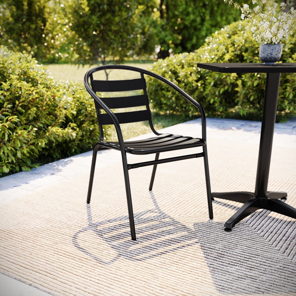 Metal Restaurant Stack Chair with Aluminum Slats