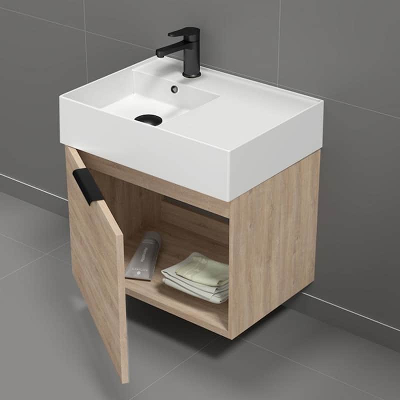 Nameeks Derin-2417-W-S-L Derin 24" Wall Mounted Single Basin Vanity