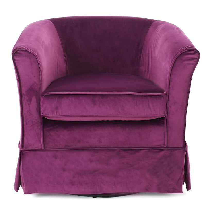 Roomfitters Upholstered Swivel Chair with Loose Skirted Cover, Cozy Modern Accent Seating for Home Spaces, Fuchsia