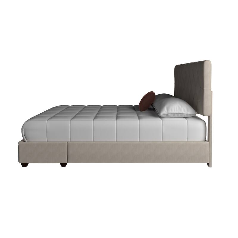 Queen Size Upholstered Storage Bed with Polyester Fabric