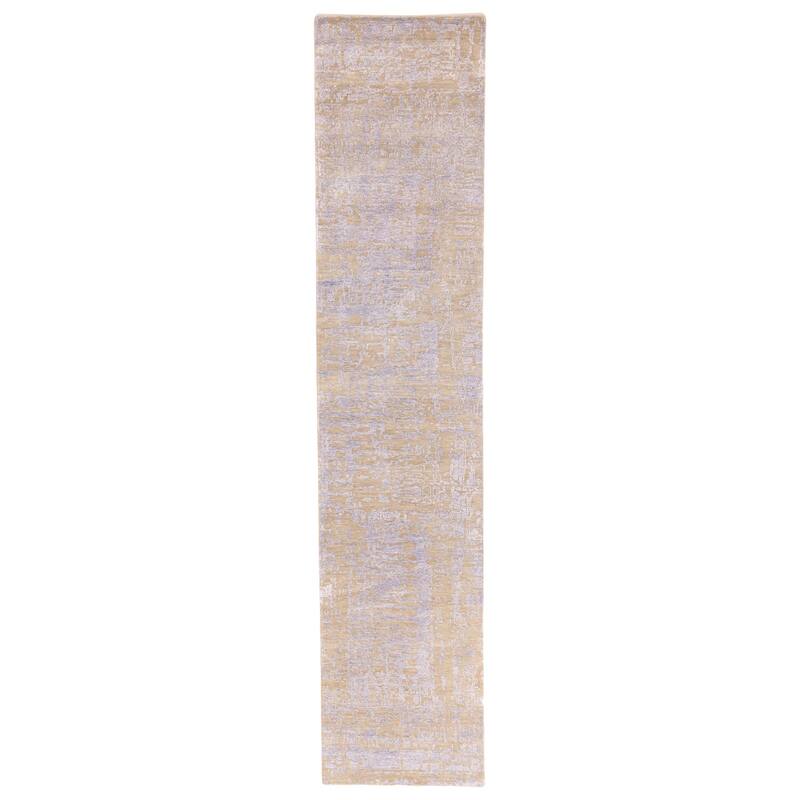 ECARPETGALLERY Hand-knotted Legacy Khaki Silk, Wool Rug - 2'7 x 12'1
