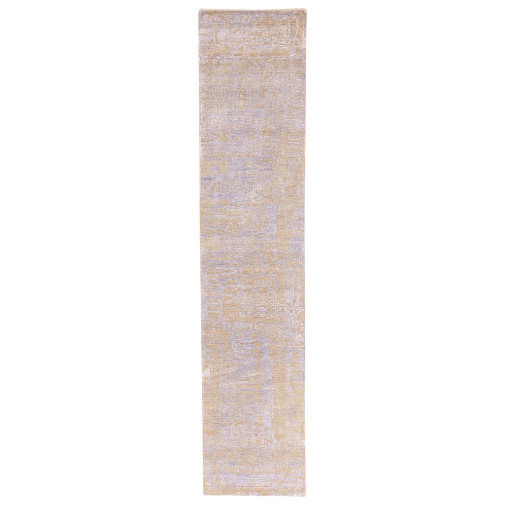 ECARPETGALLERY Hand-knotted Legacy Khaki Silk, Wool Rug - 2'7 x 12'1