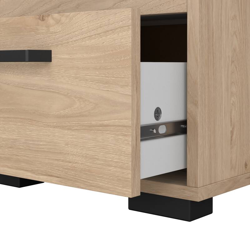 Porch & Den Sofia 2 Drawer Nightstand, Jackson Hickory