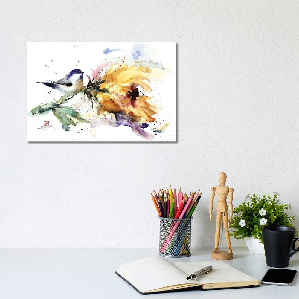 iCanvas "Chickadee and Sunflower" by Dean Crouser Canvas Print