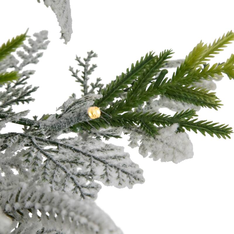 LED Frosted Mixed Pine Cardinals Potted Christmas Tree 2' White Lights - 2 Foot