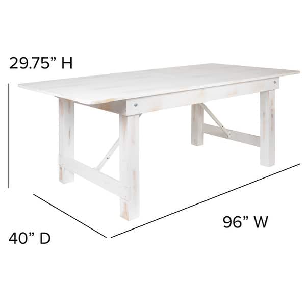 dimension image slide 1 of 4, Solid Pine Folding Farm Table Set with 6 Benches