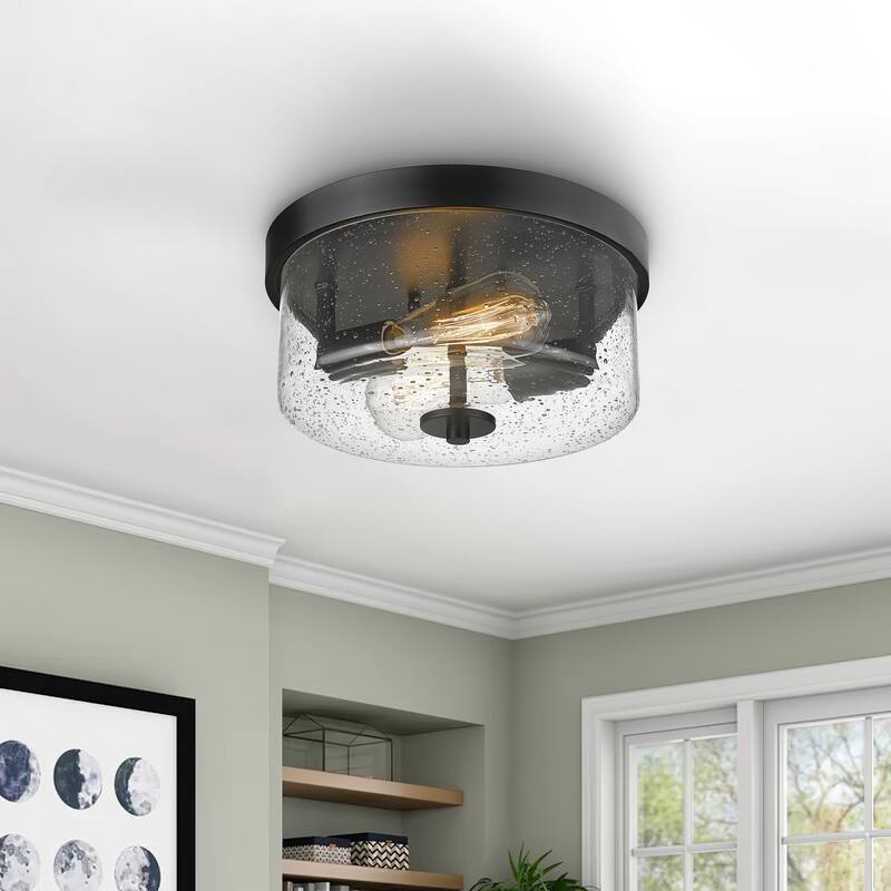 2-Light Flush Mount Ceiling Light - 10.63"L x10.63"W x5.51"H