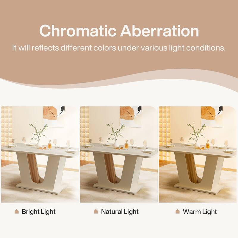 55'' Modern Off White Dining Table for 4-6