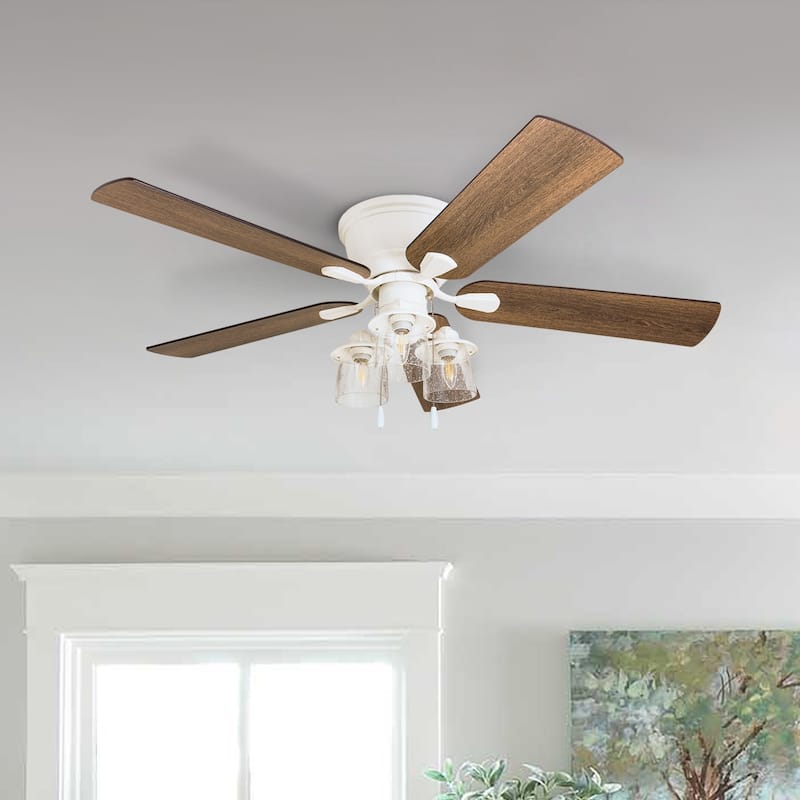 The Gray Barn Osborne 52-inch Coastal Indoor LED Ceiling Fan with Pull Chains 5 Reversible Blades - 52