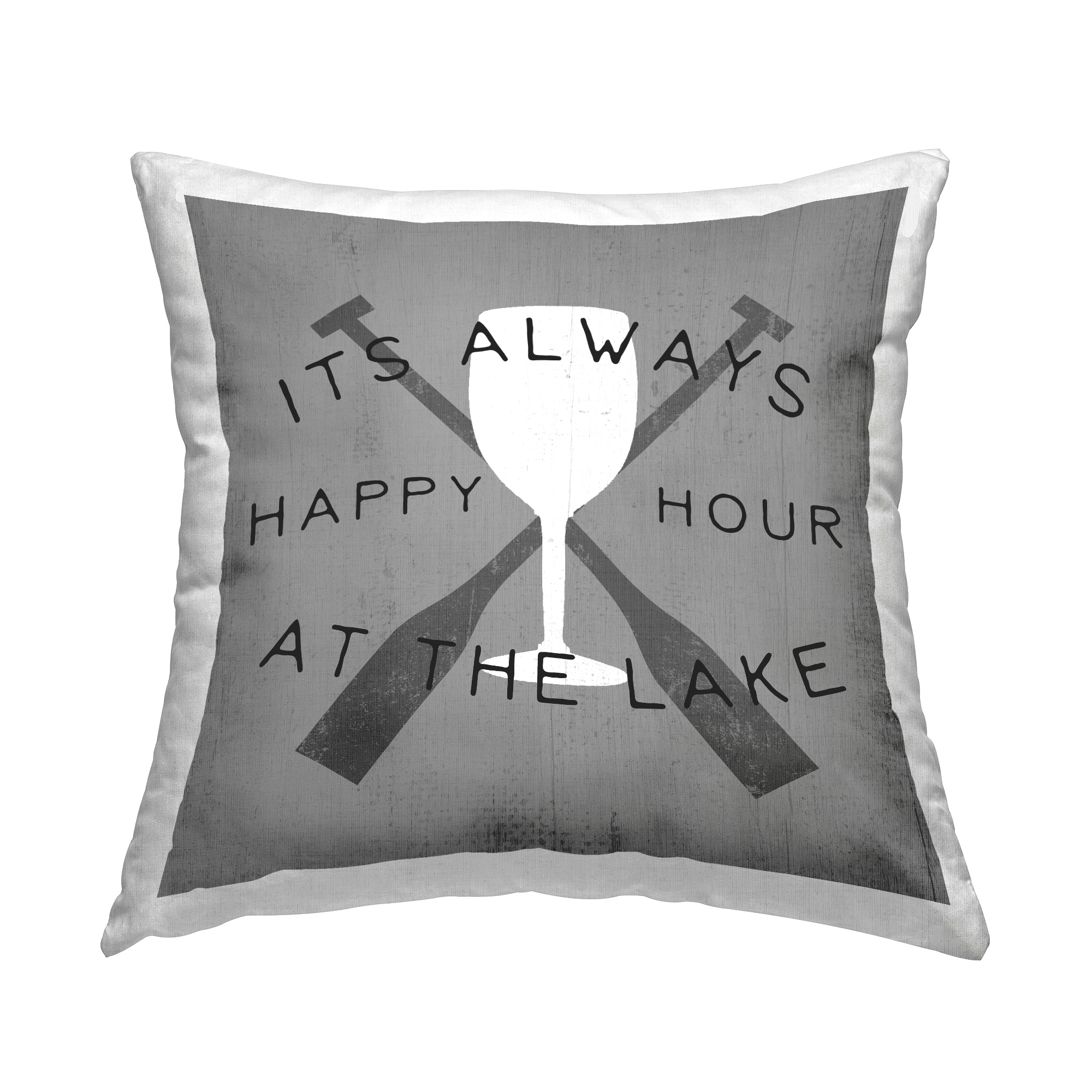 Stupell Happy Hour At Lake Wine Glass Printed Throw Pillow Design by Daphne Polselli