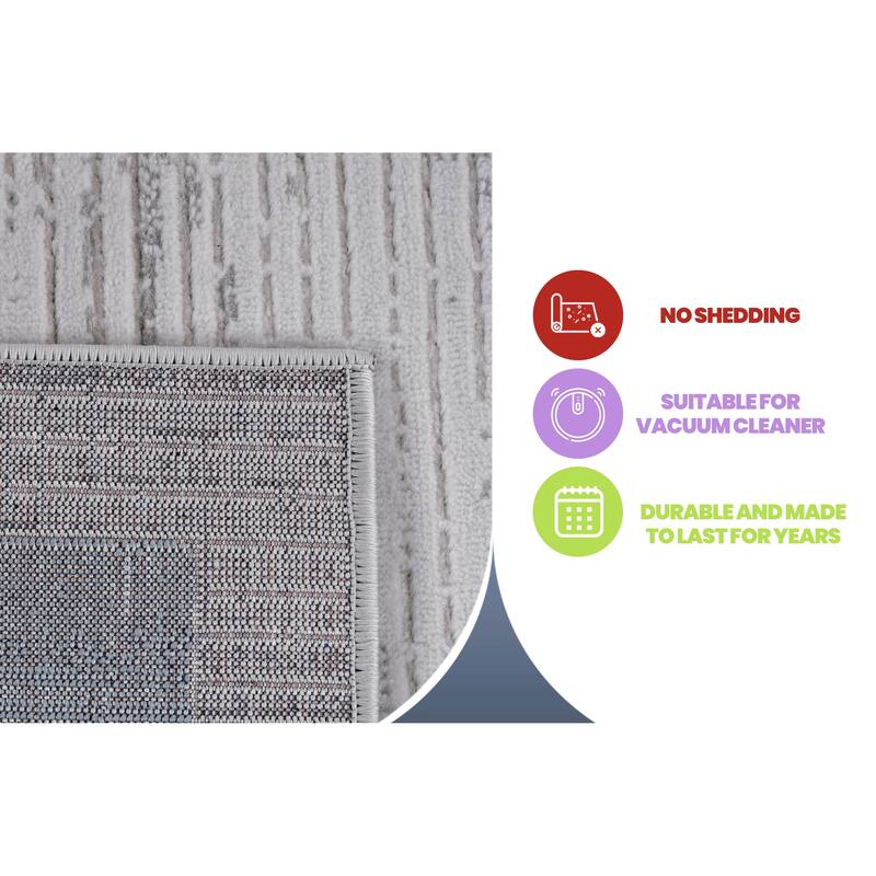 MARFI Collection Blue / Ivory / Bordered Non-Shedding Area Rug